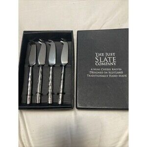 The Just Slate Company 4 Mini Cheese Knives New In box Silver Scotland